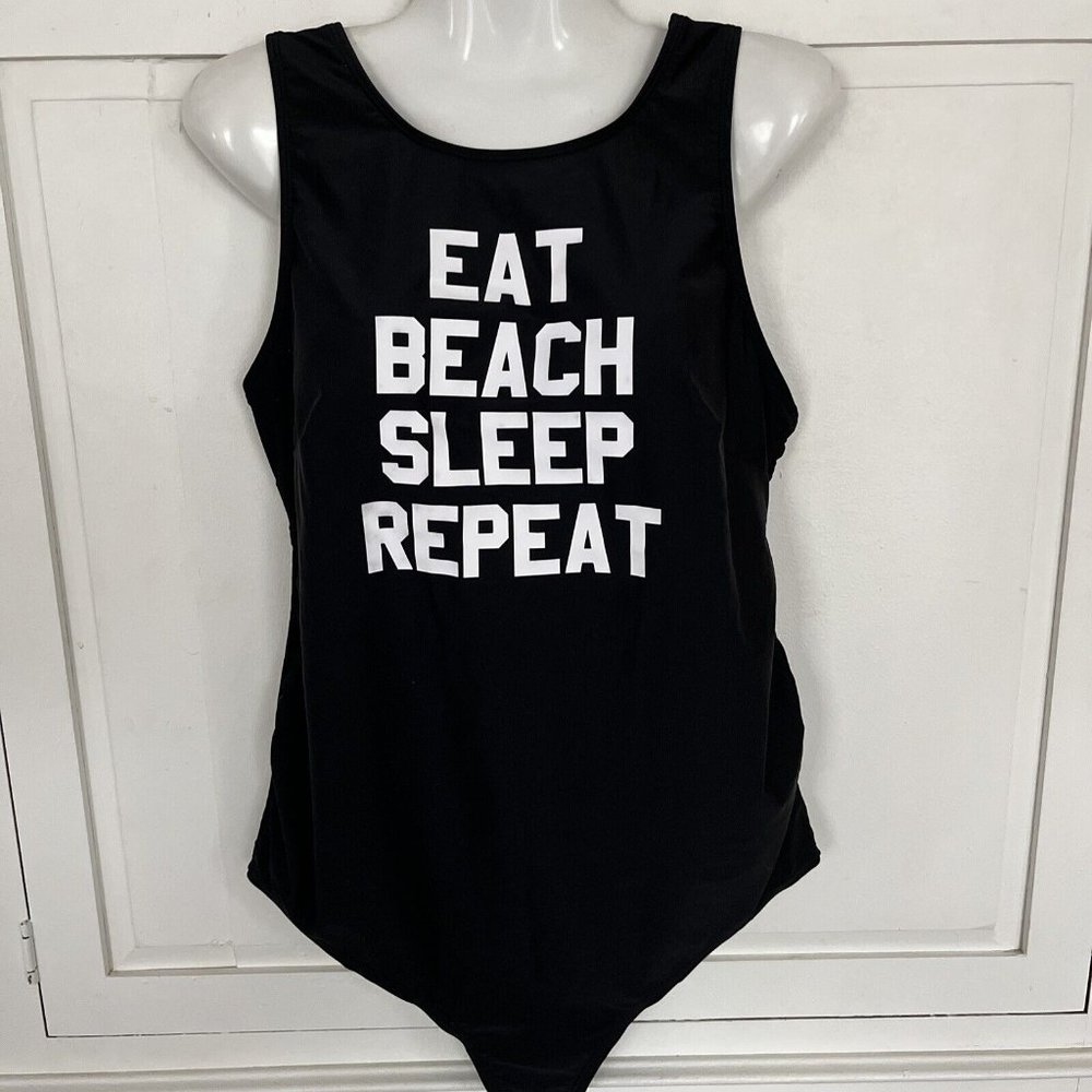 BEACH BUMP  Motherhood Maternity Size L Black Swim Suit One Piece